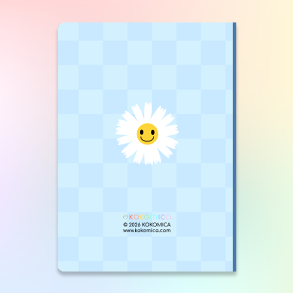 Smiling Daisies Blue Gingham Pattern Handmade Notebook (A5 / A6 / B7)